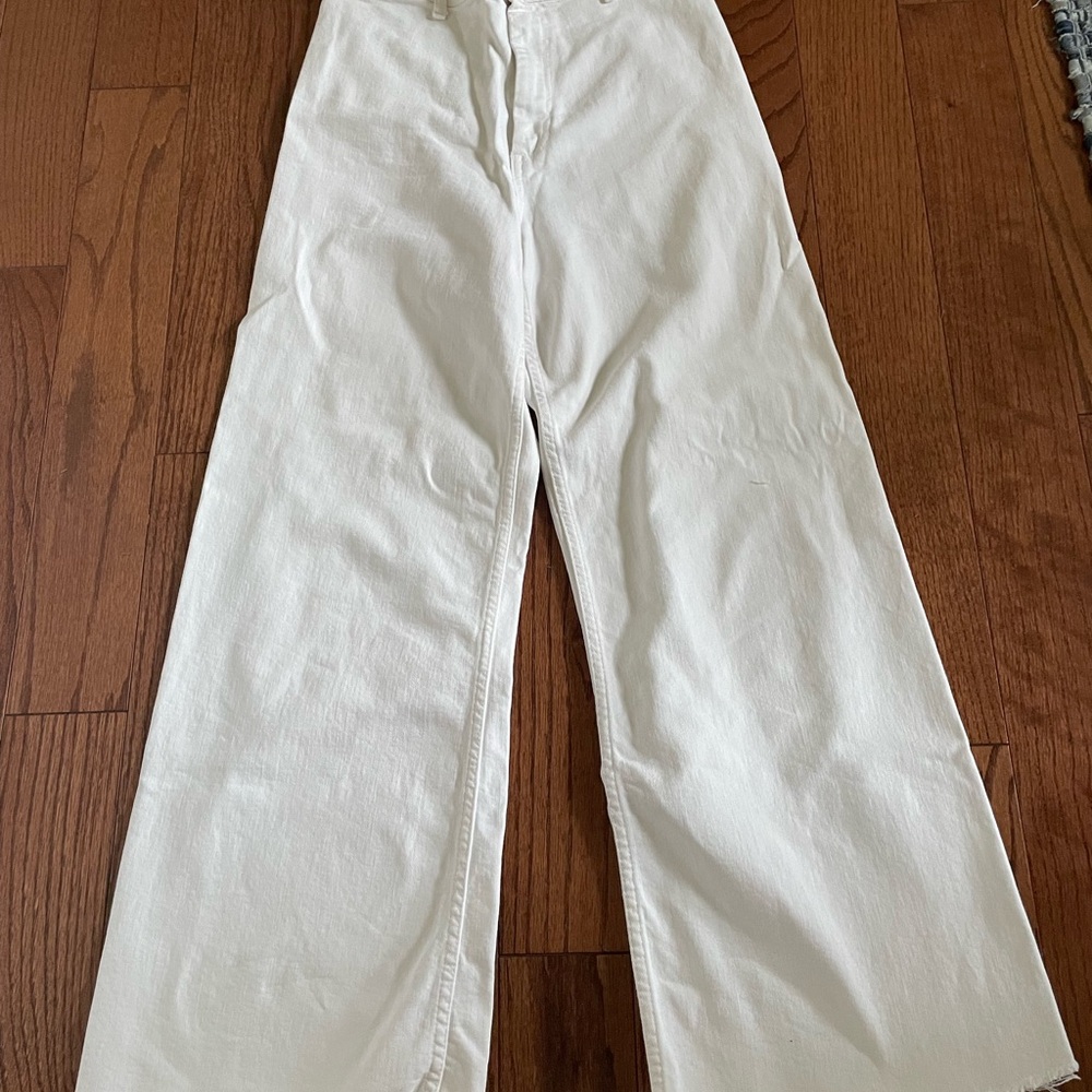 Zara White Marine Wide Leg Jeans